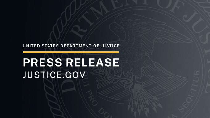 U.S. Department of Justice press release graphic.